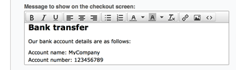 Modify the message at the checkout screen