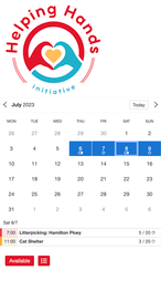 Example of a SuperSaaS schedule on a mobile device for community service & volunteering