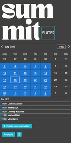 Example of a SuperSaaS schedule on a mobile device for conference & meeting rooms