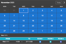 Example of a SuperSaaS widget-type schedule on a tablet device for conference & meeting rooms