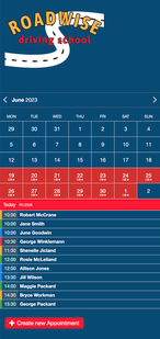 Example of a SuperSaaS schedule on a mobile device for driving instructors