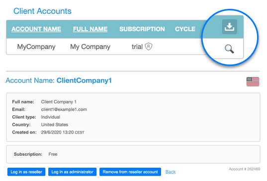 Download or remove client accounts