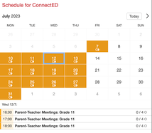Example of a SuperSaaS widget-type schedule on a tablet device for parent-teacher meetings