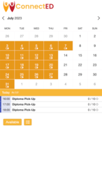Example of a SuperSaaS schedule on a mobile device for schools & universities